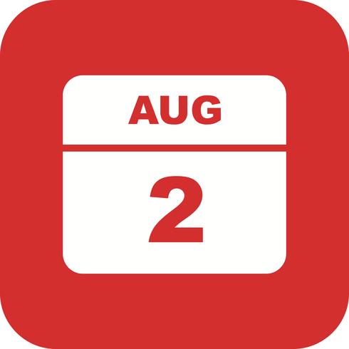 2 augustus Datum op een eendaagse kalender vector