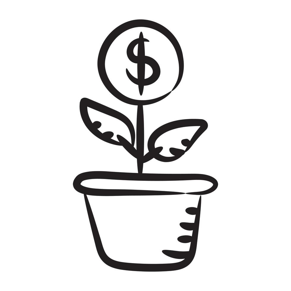 geld plant pictogram ontwerp doodle vector van bedrijfsontwikkeling