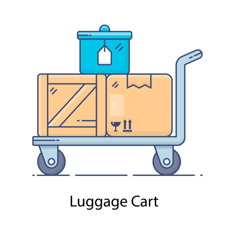 bagage kar vector platte stijlicoon van bagage trolley