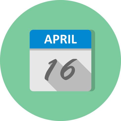 16 april Datum op een eendaagse kalender vector