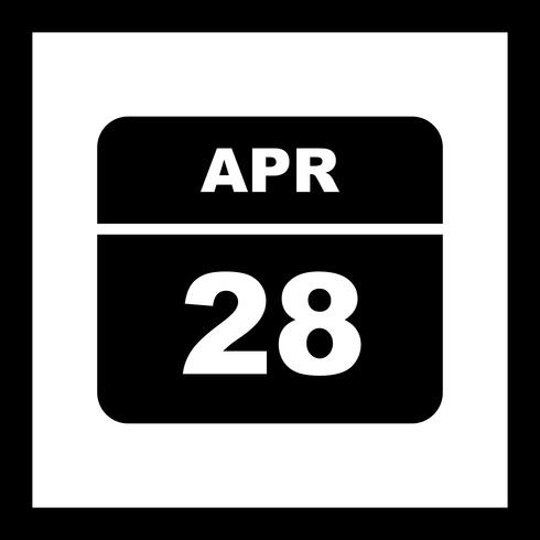 28 april Datum op een eendaagse kalender vector