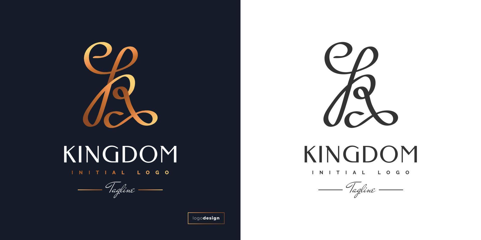 elegant letter k-logo-ontwerp met handschriftstijl in goudverloop. k handtekening logo of symbool voor zakelijke identiteit vector