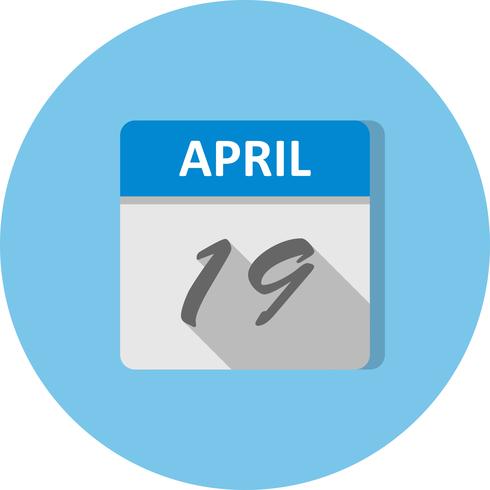 19 april Datum op een eendaagse kalender vector