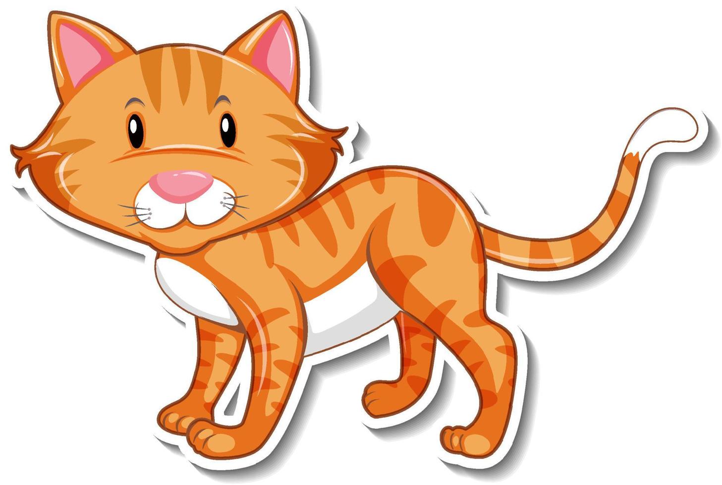 een stickersjabloon van een stripfiguur van een kat vector