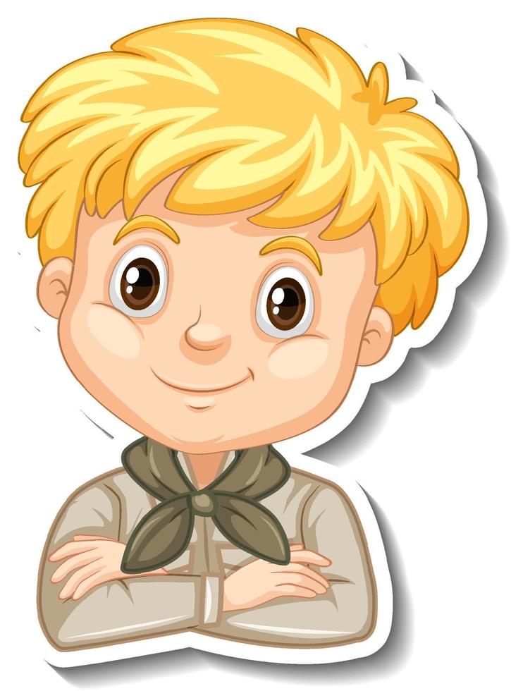 jongen in safari kostuum stripfiguur sticker vector