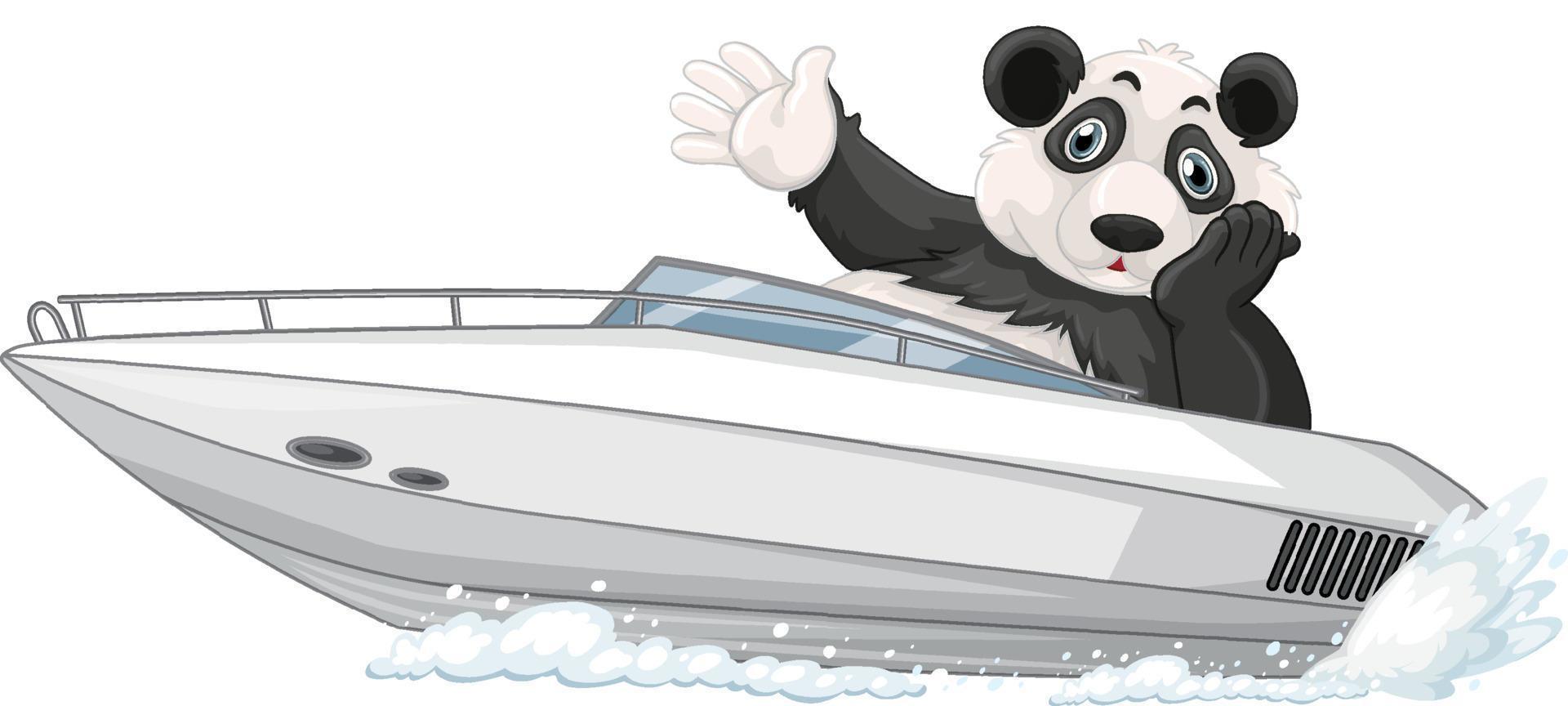 panda op een speedboot in cartoonstijl vector