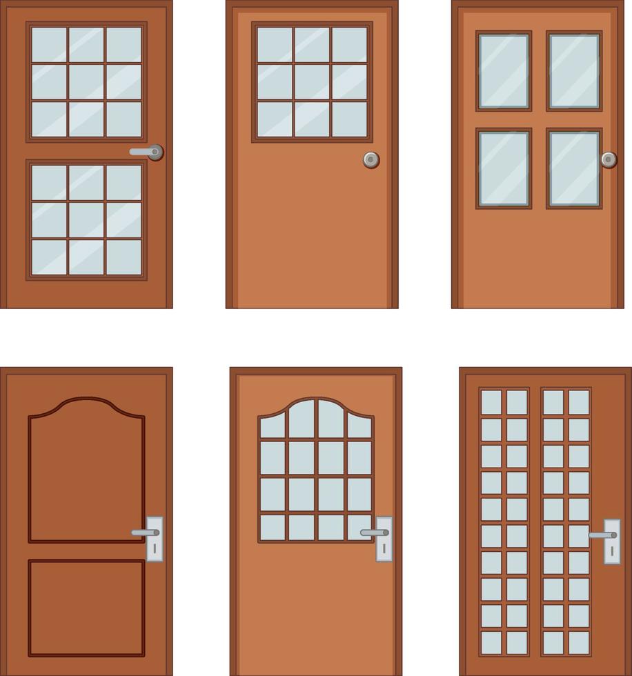 set van houten deur op witte achtergrond vector