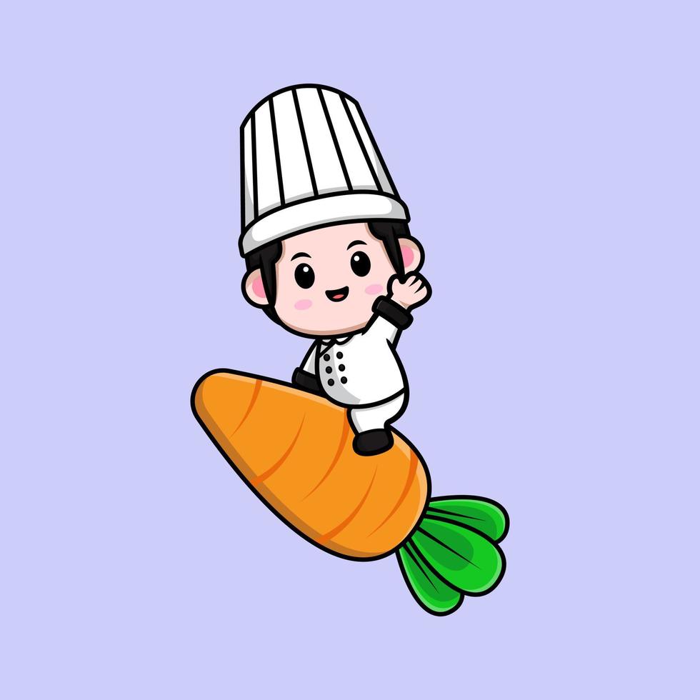 schattige chef-kok mascotte cartoon icoon. kawaii mascotte karakter illustratie voor sticker, poster, animatie, kinderboek of ander digitaal en gedrukt product vector