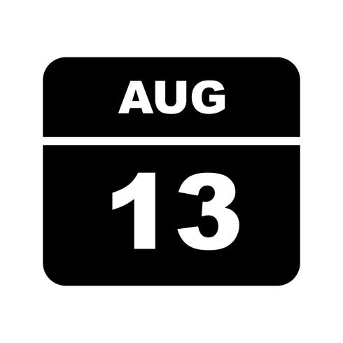 13 augustus Datum op een eendaagse kalender vector