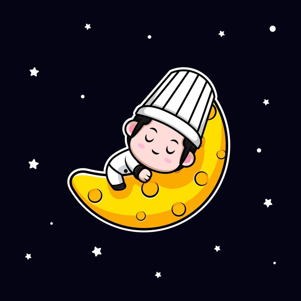 schattige chef-kok mascotte cartoon icoon. kawaii mascotte karakter illustratie voor sticker, poster, animatie, kinderboek of ander digitaal en gedrukt product vector