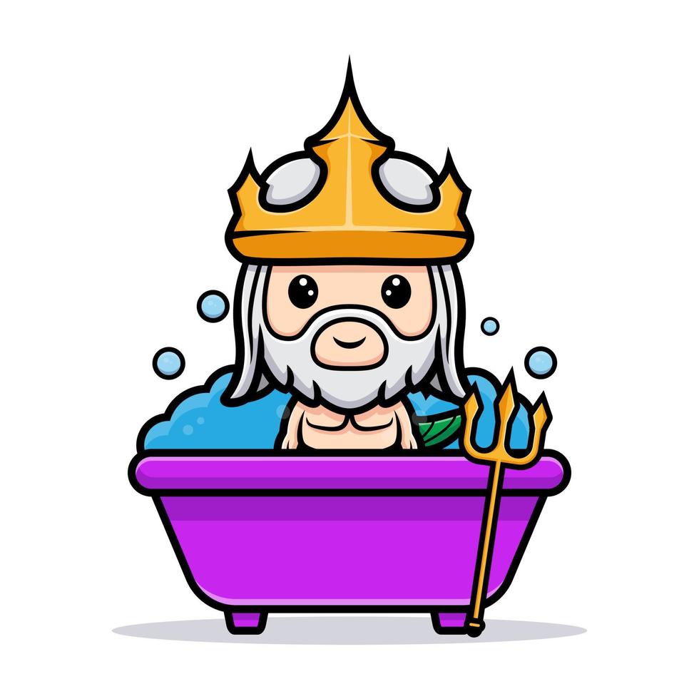 schattig poseidon mascotte cartoon icoon. kawaii mascotte karakter illustratie voor sticker, poster, animatie, kinderboek of ander digitaal en gedrukt product vector