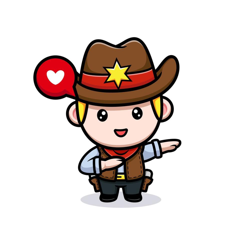 schattige kleine cowboy deppende mascotte illustratie vector