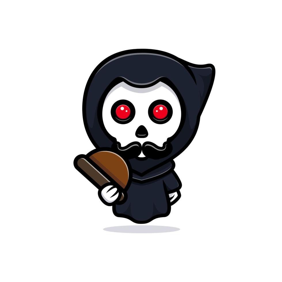 klassieke grim reaper. schattige mascotte illustratie vector