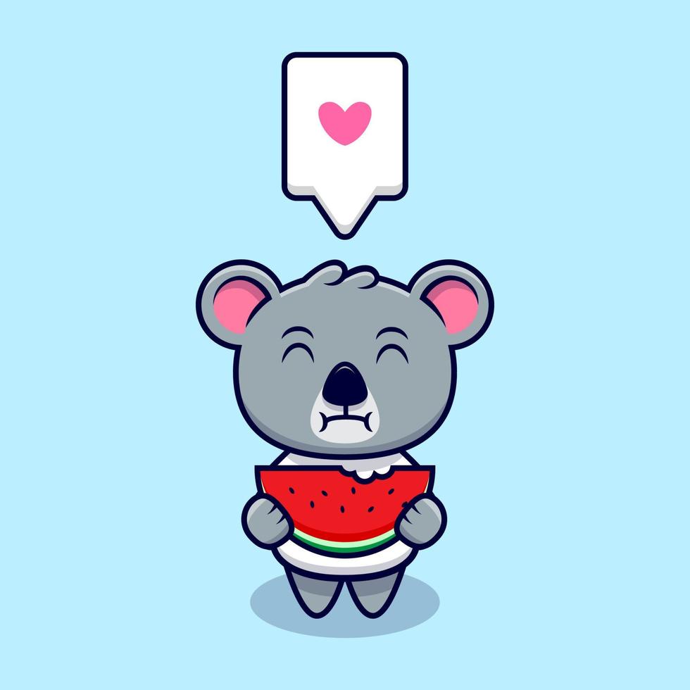 schattige koala eten watermeloen mascotte cartoon vectorillustratie. vector