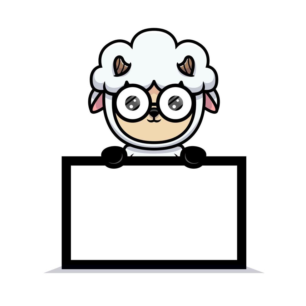 ontwerp van schattige schapen met een leeg tekstbord vector