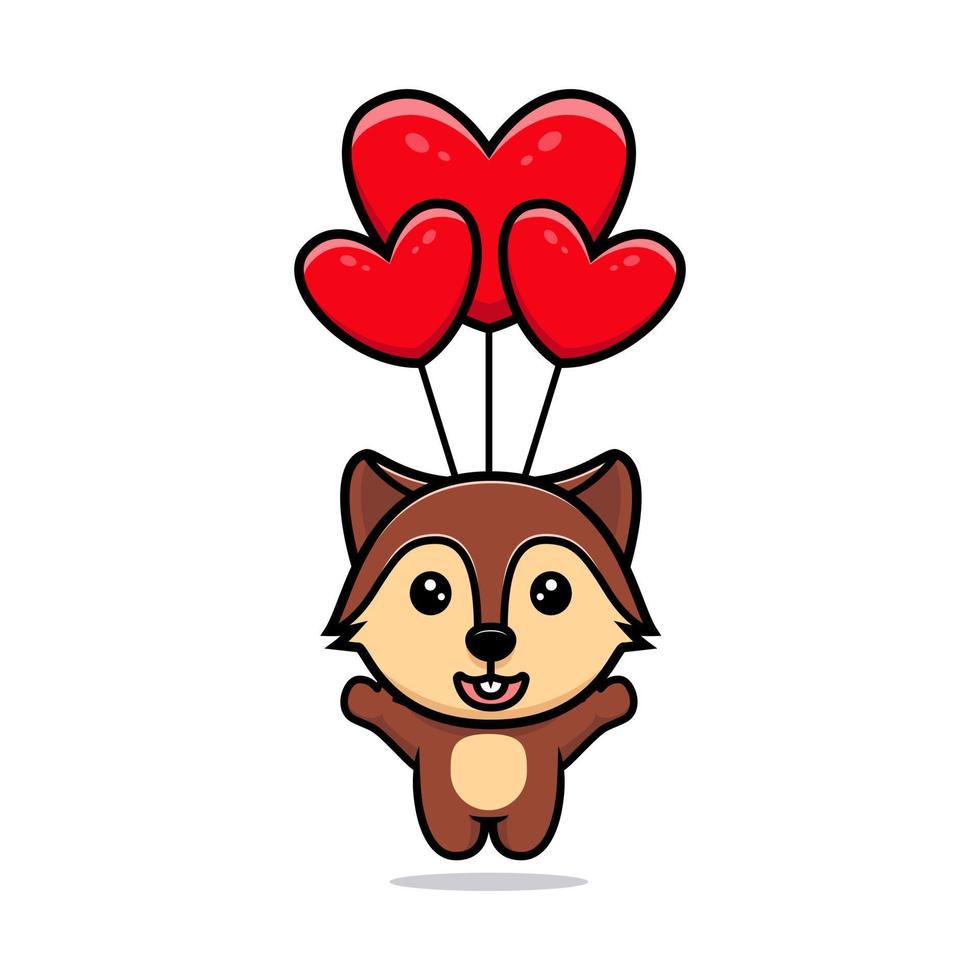 schattige eekhoorn die met het karakter van de ballonmascotte drijft. dier pictogram illustratie vector