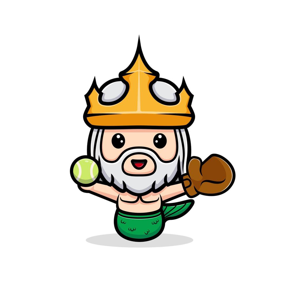 schattig poseidon mascotte cartoon icoon. kawaii mascotte karakter illustratie voor sticker, poster, animatie, kinderboek of ander digitaal en gedrukt product vector