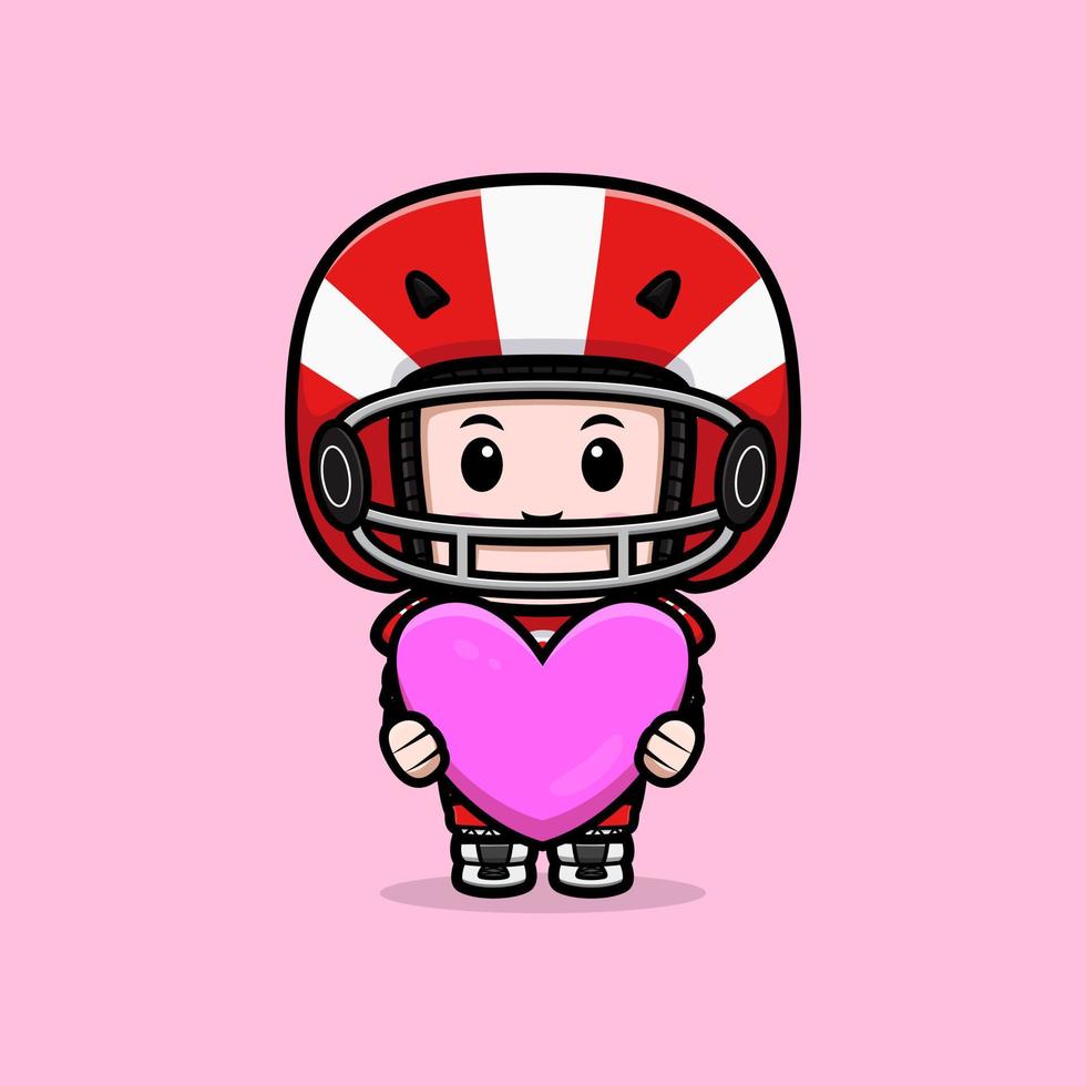 schattige american football speler kawaii mascotte karakter illustratie voor sticker, poster, animatie, kinderboek of ander digitaal en gedrukt product vector