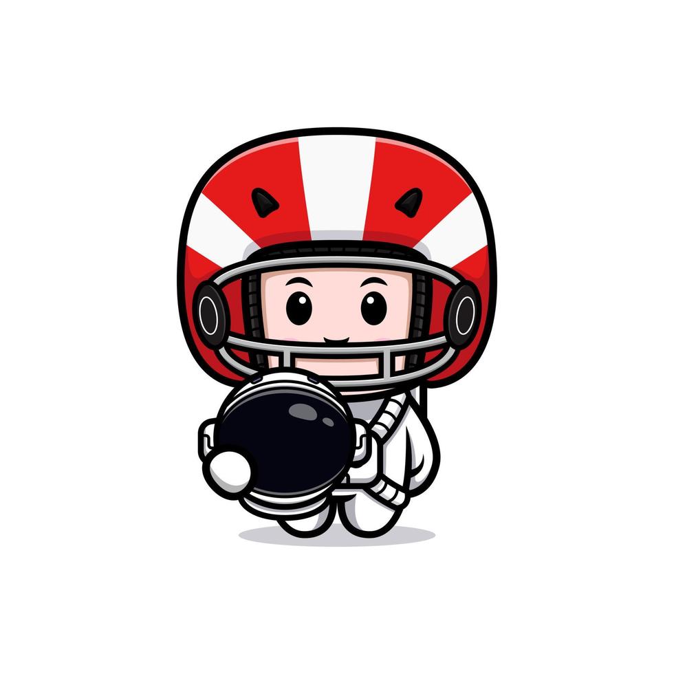 schattige american football speler kawaii mascotte karakter illustratie voor sticker, poster, animatie, kinderboek of ander digitaal en gedrukt product vector