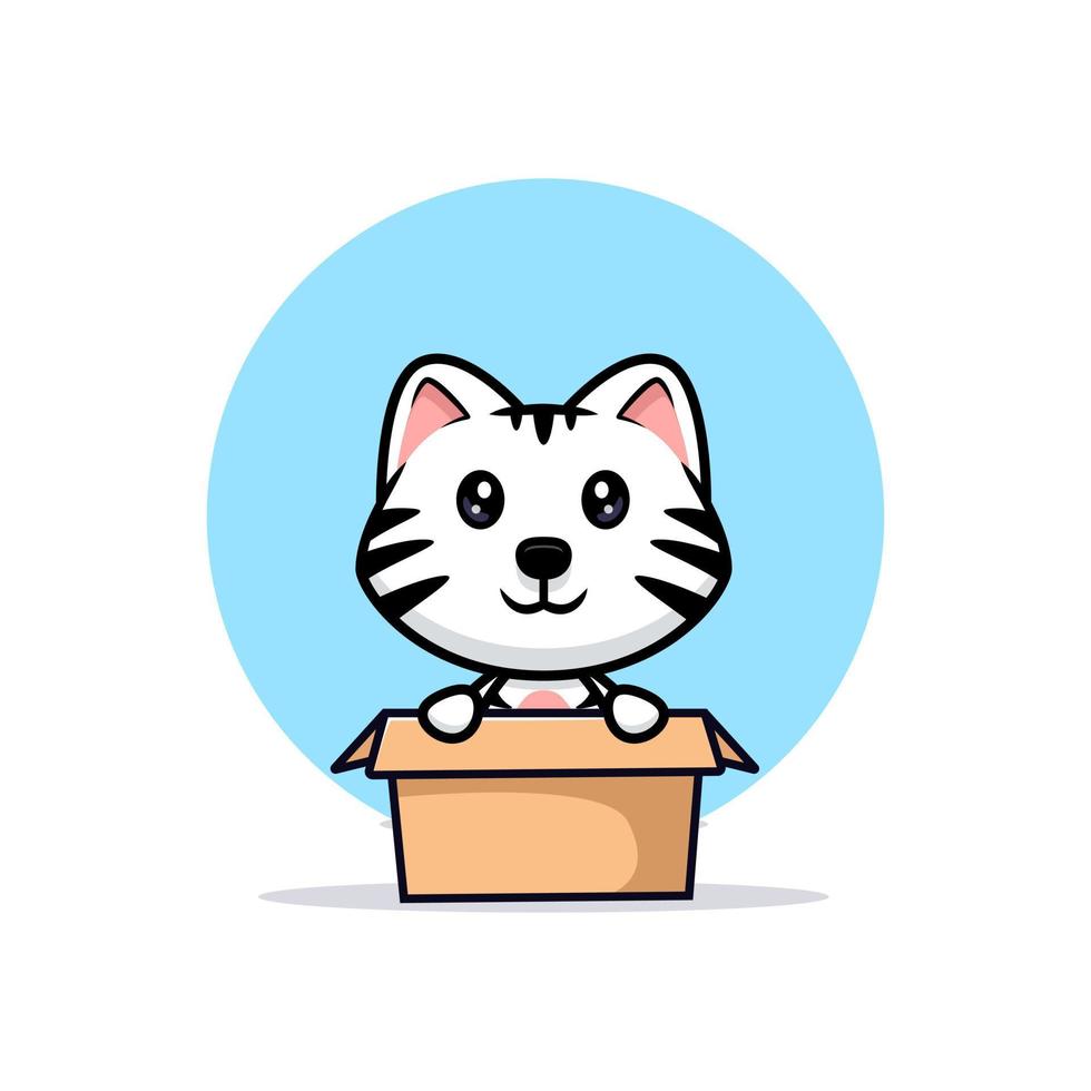 schattige witte tijger mascotte cartoon icoon. kawaii mascotte karakter illustratie voor sticker, poster, animatie, kinderboek of ander digitaal en gedrukt product vector