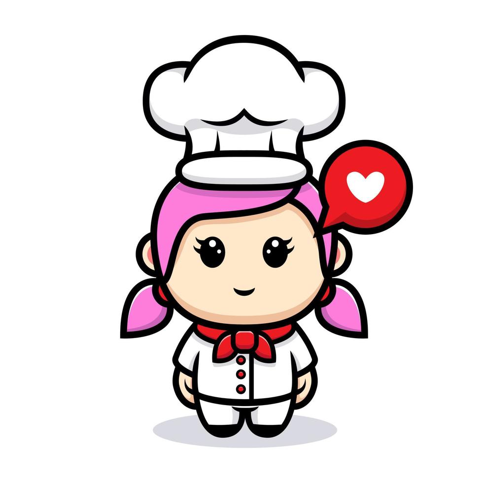 schattig meisje chef-kok mascotte ontwerp vector