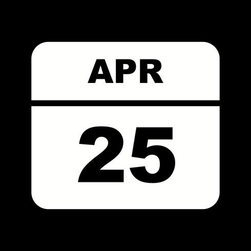 25 april Datum op een eendaagse kalender vector