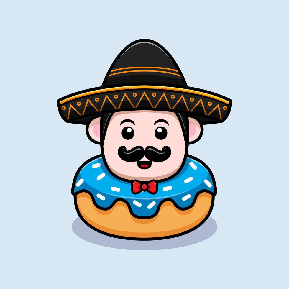 schattige Mexicaanse mariachi mascotte cartoon icoon. kawaii mascotte karakter illustratie voor sticker, poster, animatie, kinderboek of ander digitaal en gedrukt product vector
