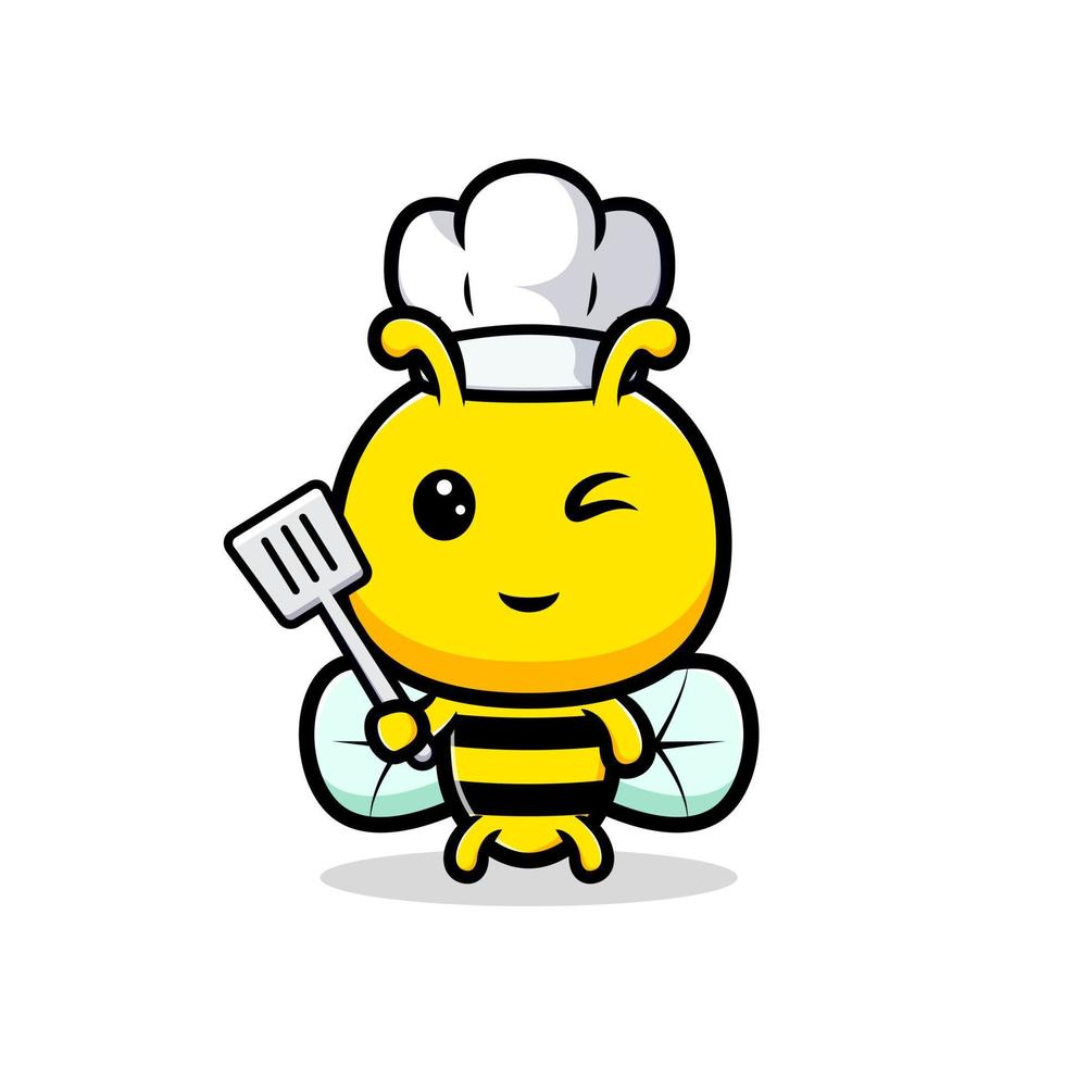 ontwerp van schattige honingbij chef-kok. dier mascotte karakter vector
