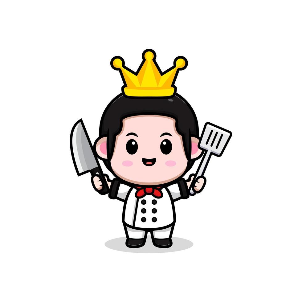 schattige chef-kok mascotte cartoon icoon. kawaii mascotte karakter illustratie voor sticker, poster, animatie, kinderboek of ander digitaal en gedrukt product vector