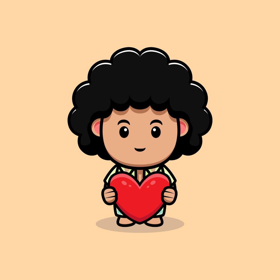 schattige afro jongen mascotte cartoon icoon. kawaii mascotte karakter illustratie voor sticker, poster, animatie, kinderboek of ander digitaal en gedrukt product vector