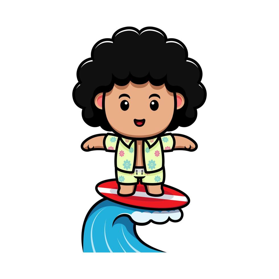 schattige afro jongen mascotte cartoon icoon. kawaii mascotte karakter illustratie voor sticker, poster, animatie, kinderboek of ander digitaal en gedrukt product vector