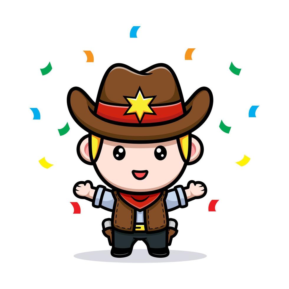 schattige kleine cowboy mascotte illustratie vector