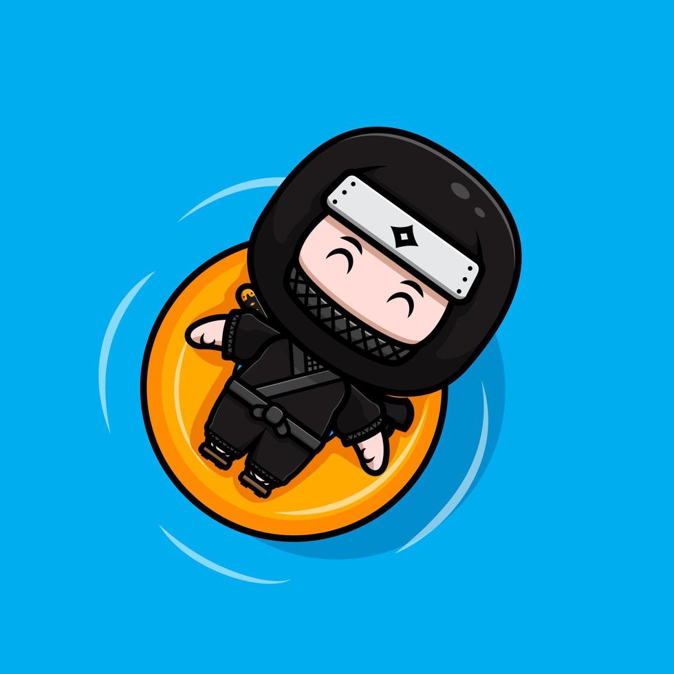 schattig ninja mascotte cartoon icoon. kawaii mascotte karakter illustratie voor sticker, poster, animatie, kinderboek of ander digitaal en gedrukt product vector