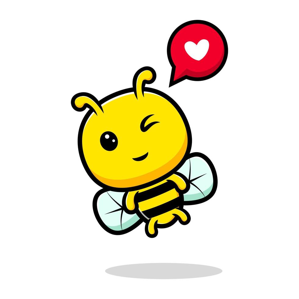 ontwerp van schattige honingbij die zich gelukkig voelt. dier mascotte karakter vector