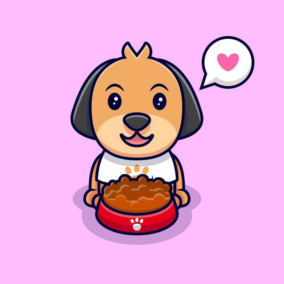 schattige hond houdt van eten cartoon vector pictogram illustratie. platte cartoonstijl