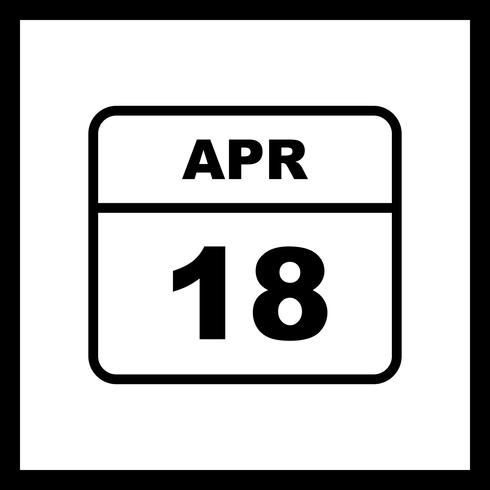 18 april Datum op een eendaagse kalender vector