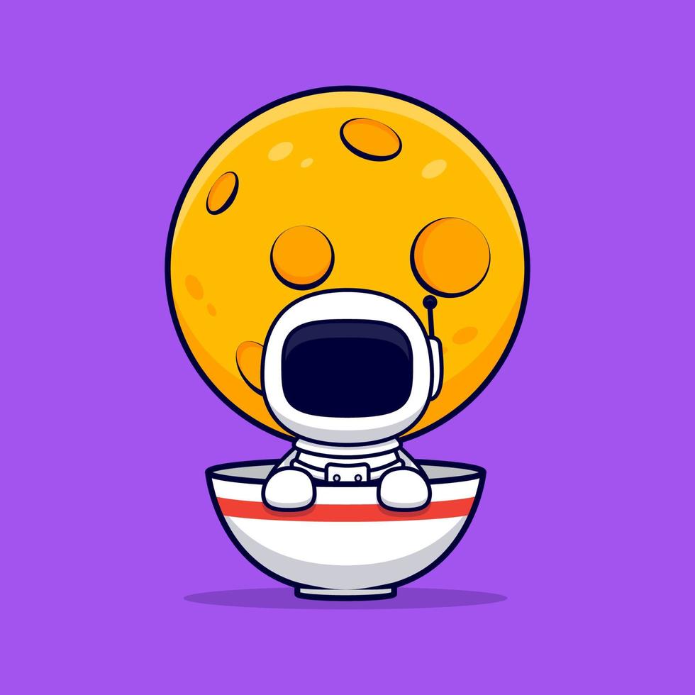 schattige astronaut binnen ramen kom cartoon vectorillustratie pictogram. platte cartoonstijl vector