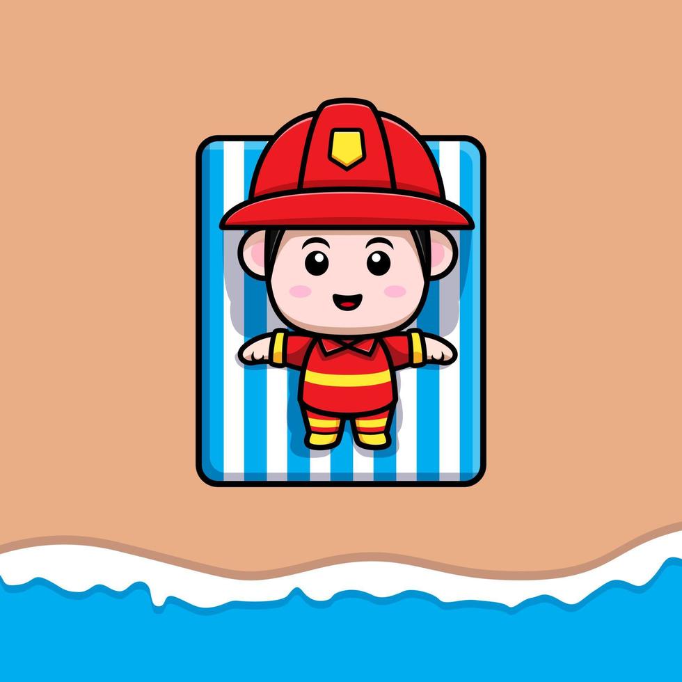 schattig brandweerman mascotte cartoon icoon. kawaii mascotte karakter illustratie voor sticker, poster, animatie, kinderboek of ander digitaal en gedrukt product vector