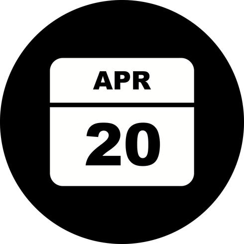 20 april Datum op een eendaagse kalender vector