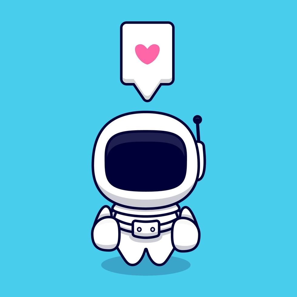 schattige astronaut duim omhoog cartoon pictogram vectorillustratie. platte cartoonstijl vector