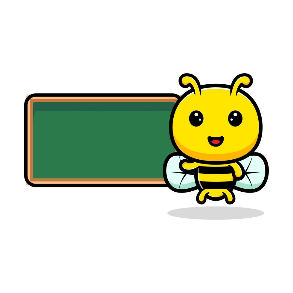 ontwerp van schattige honingbij en schoolbord. dier mascotte karakter vector