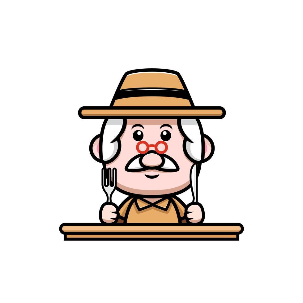 schattig grootvader mascotte cartoon icoon. kawaii mascotte karakter illustratie voor sticker, poster, animatie, kinderboek of ander digitaal en gedrukt product vector