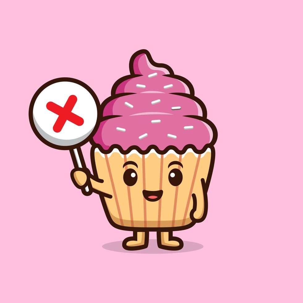 schattige cupcake karakter cartoon mascot.kawaii mascotte karakter illustratie voor sticker, poster, animatie, kinderboek of ander digitaal en gedrukt product vector