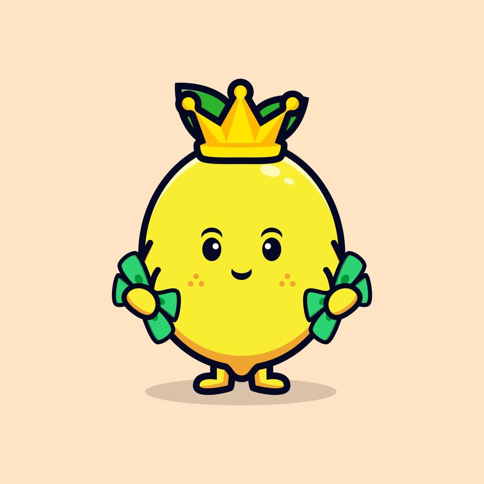 ontwerp van schattige citroen karakter cartoon mascot.kawaii mascotte karakter illustratie voor sticker, poster, animatie, kinderboek of ander digitaal en gedrukt product vector