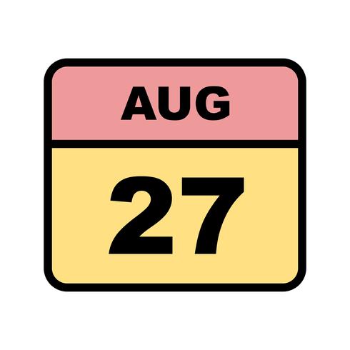 27 augustus Datum op een eendaagse kalender vector