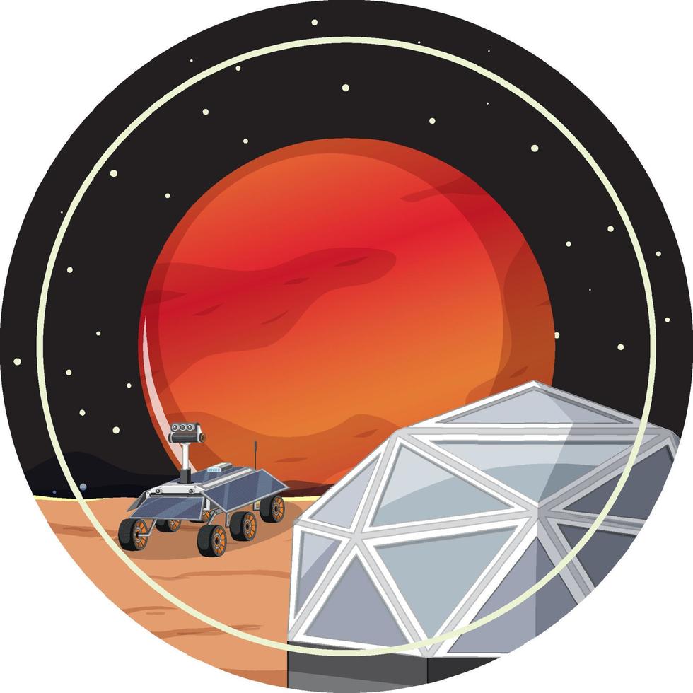 mars in de ruimte-badge op witte achtergrond vector