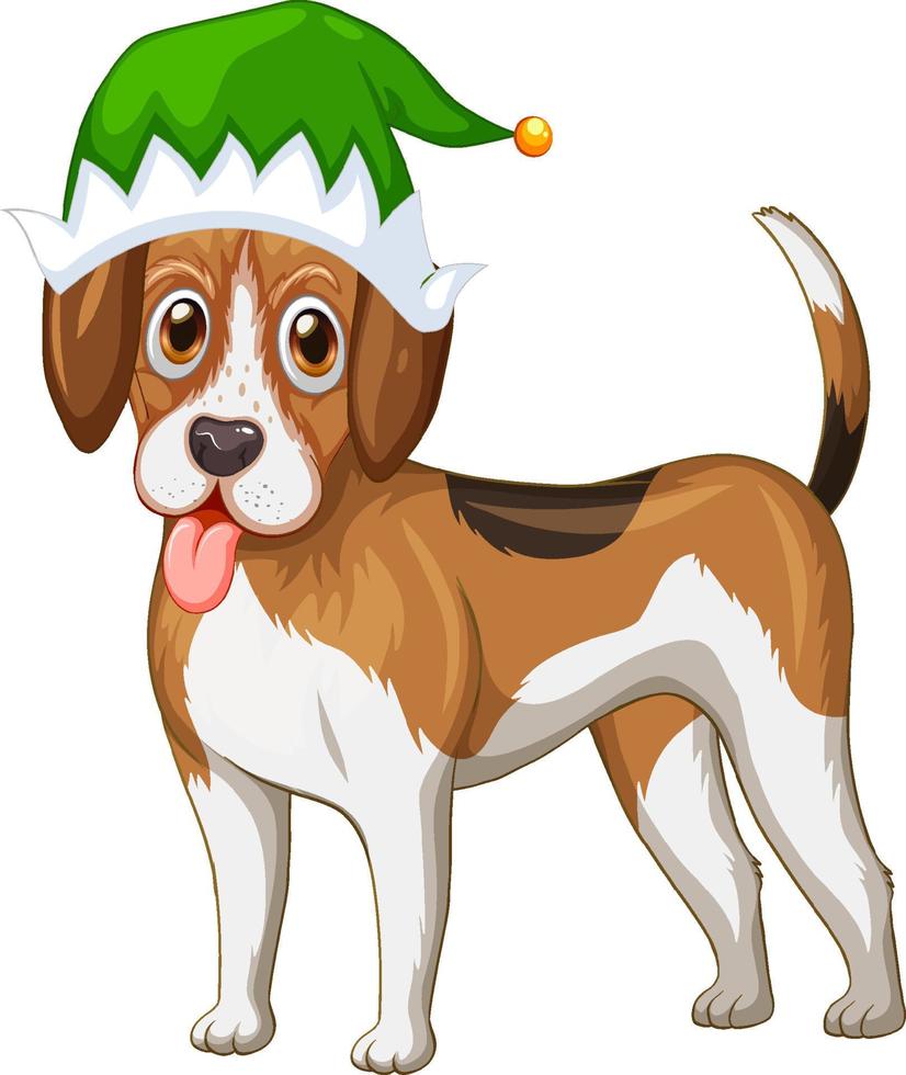 beagle hond met kerstmuts vector