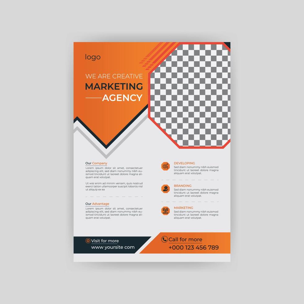 zakelijke flyer ontwerp zakelijke flyer sjabloon geometrische vorm poster ontwerp brochure gradiënt abstracte tijdschrift achtergrond ruimte voor foto in a5-formaat vector