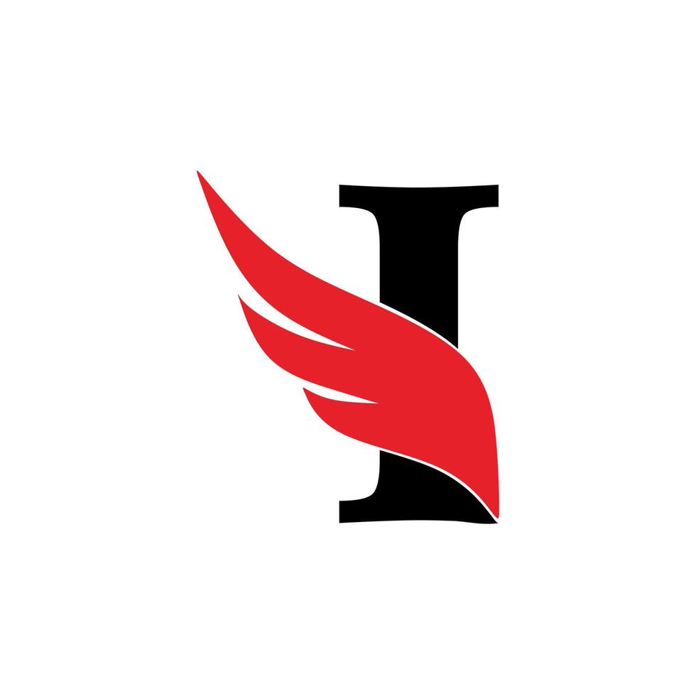 eerste letter i-logo en vleugels-symbool. vleugels ontwerpelement, eerste letter i logo-pictogram, eerste logo-sjabloon vector