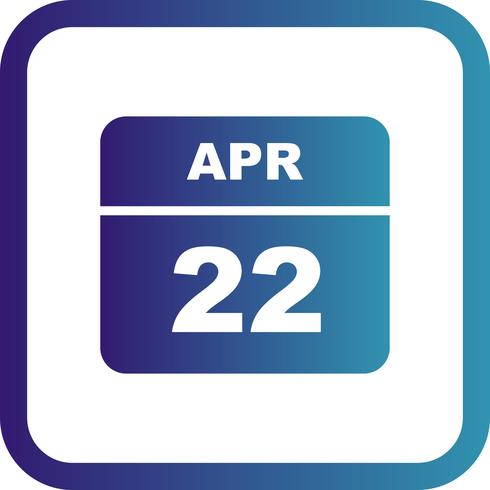 22 april Date on a Single Day Calendar vector